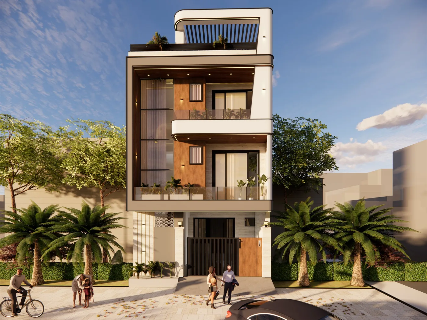 G+2 Residence – 3D Front Elevation by Anuda